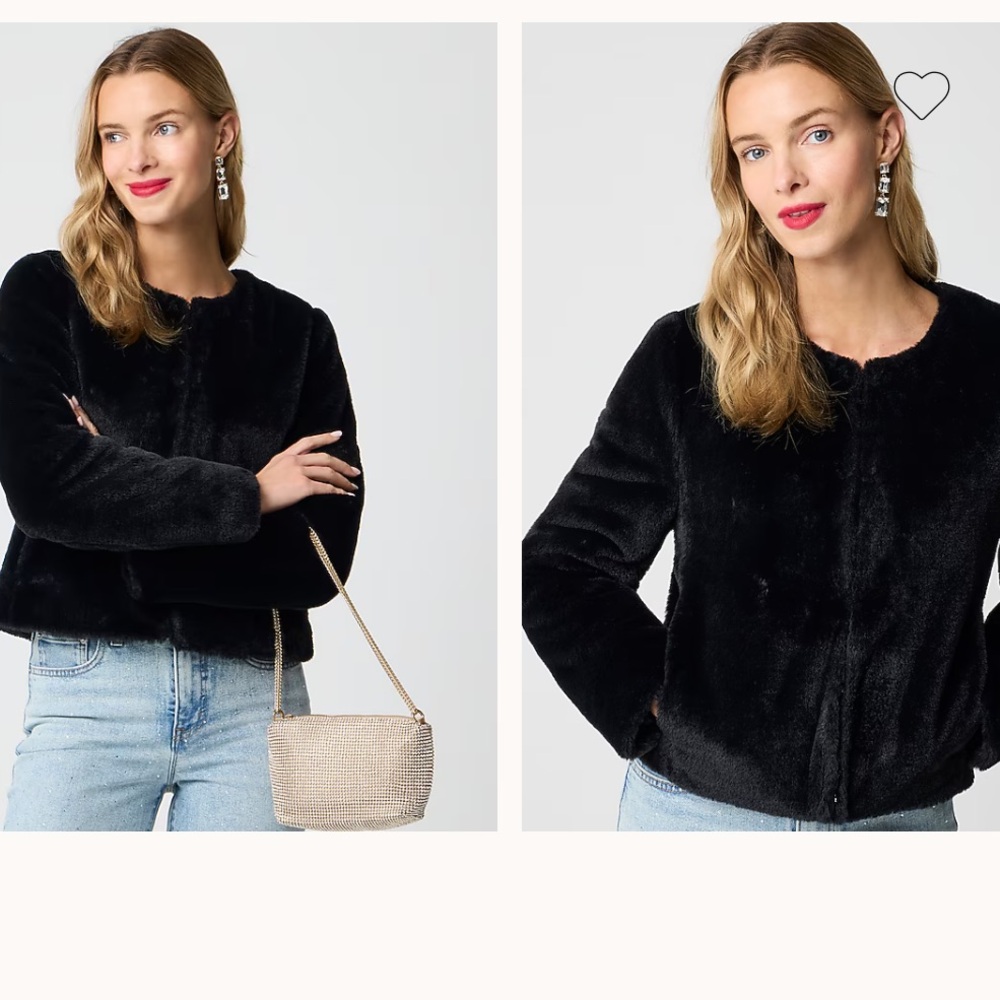 H&M Black Faux Fur slightly cropped jacket